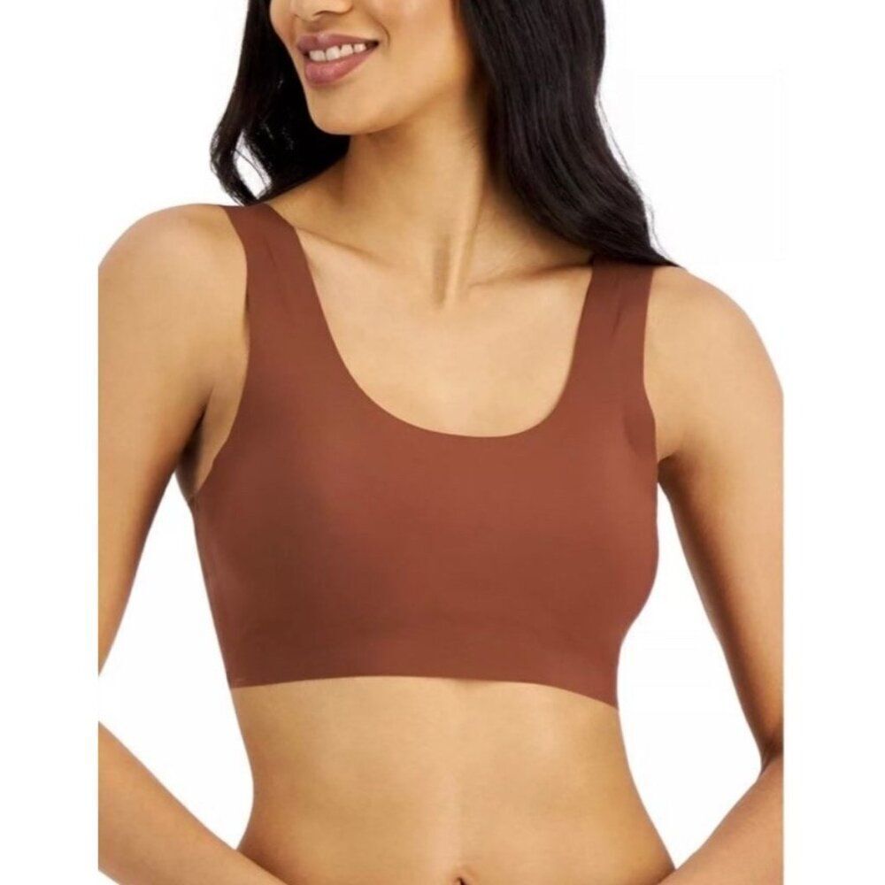 Alfani Size Large Brown Laser Cut Seamless Scoop Neck Bralette Padded Bra NWT
